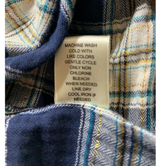 Krazy Kat Women’s 2X Blouse Blue White Plaid Open Front Fringed Trim 3/4 sleeves - Picture 14 of 15